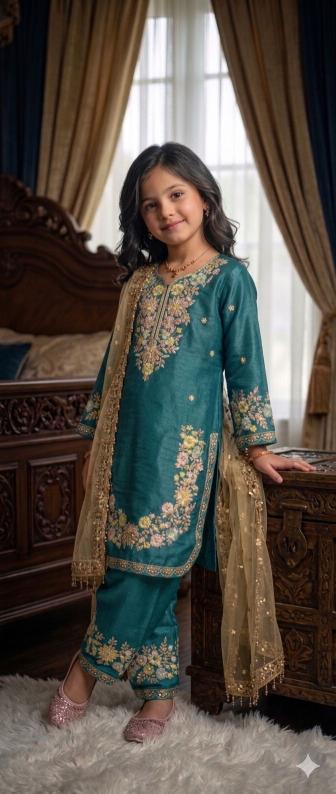 NEW COLOUR RRK  002 GMY SILK Blue Affordable kids clothes in Gujarat